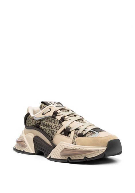 Sneakers basse Airmaster in pelle di vitello beige e nera DOLCE & GABBANA | CS1984-AO057HKXCM